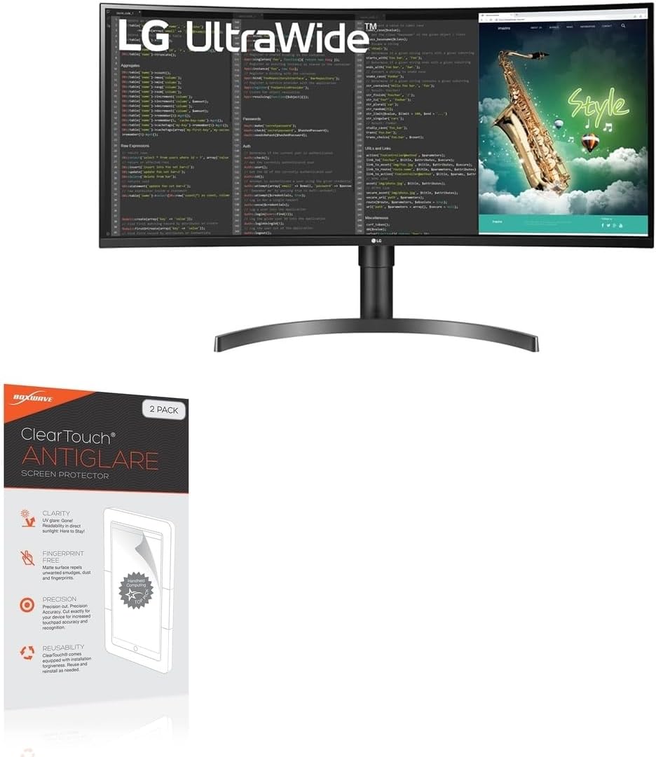 BoxWave Screen Protector Compatible with LG 35 Curved Monitor (35BN75C) - ClearTouch Anti-Glare (2-Pack), Anti-Fingerprint Matte Film Skin