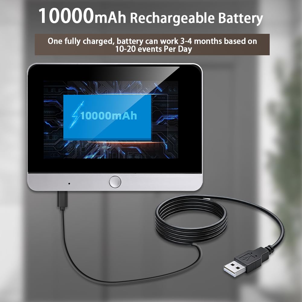 6DA2 Audio Bidirektional mit 5,0 Zoll Farbbildschirm,WLAN Türspion Kamera mit 32GB Speicherkarte mit 10000mAh Akku,2K Türspion Kamera 140°-Winkel, PIR-Bewegungserkennung,keine monatliche Gebühr