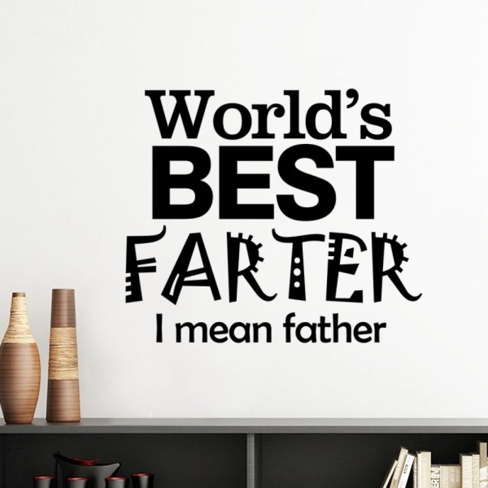 Sticker mural meilleur père citation silhouette jaune 30cm pour papier peint