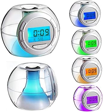 New Digital Clock Nature Sound 7 Colors Changing Night Light with Music Alarm Snooze Mode Timer Temperature Display for Boys Girls Kids Bedroom