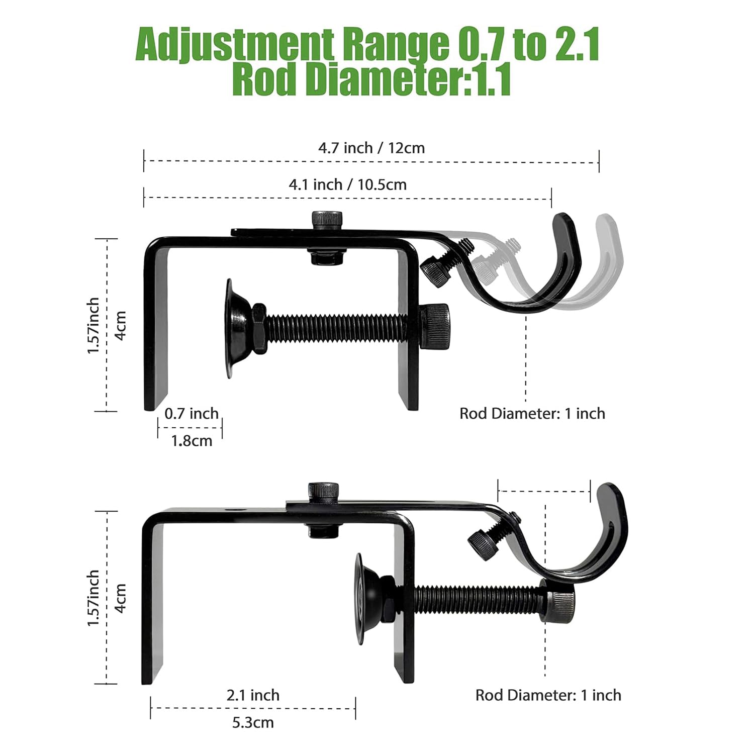 Fit for 0.7-2 inches Rectangle Headrail Set of 3 No Drill and Tools Required.Outside Mounted Blinds Curtain Rod Bracket