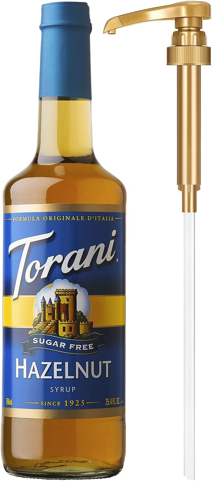 Coffee Syrup, Sugar Free Classic Hazelnut Flavored Syrup for Drinks, Pump Included, 25.4 Fl Oz