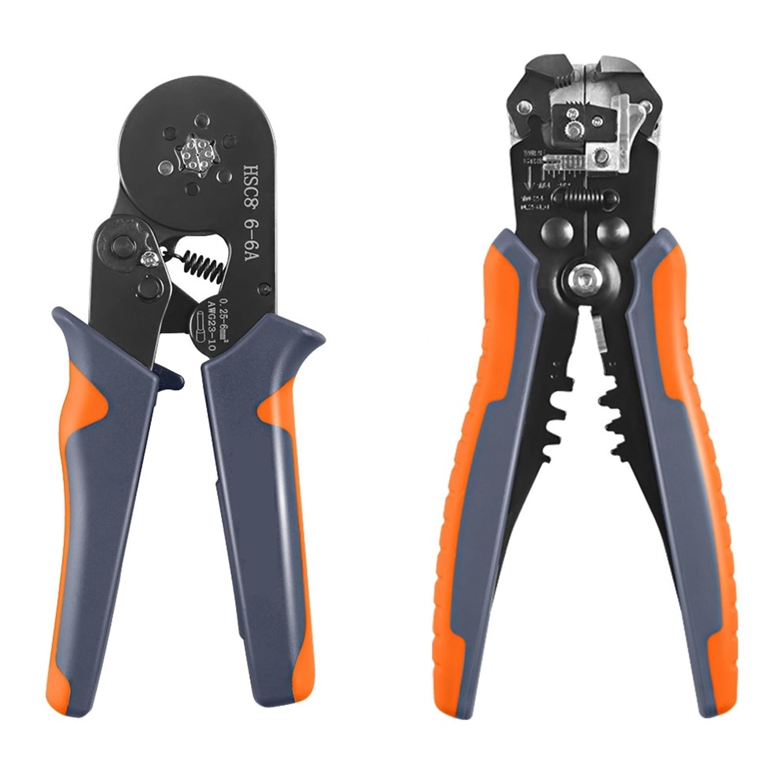 Herramienta De Engaste Terminales De Cable Aislados Herramienta De Crimpadora De Virola De Trinquete HSC8 6-6A - 24-10AWG Pelacables, Kit De Crimpadora De Terminales De Cable PrecisióN Fiable(HSC8 6-6