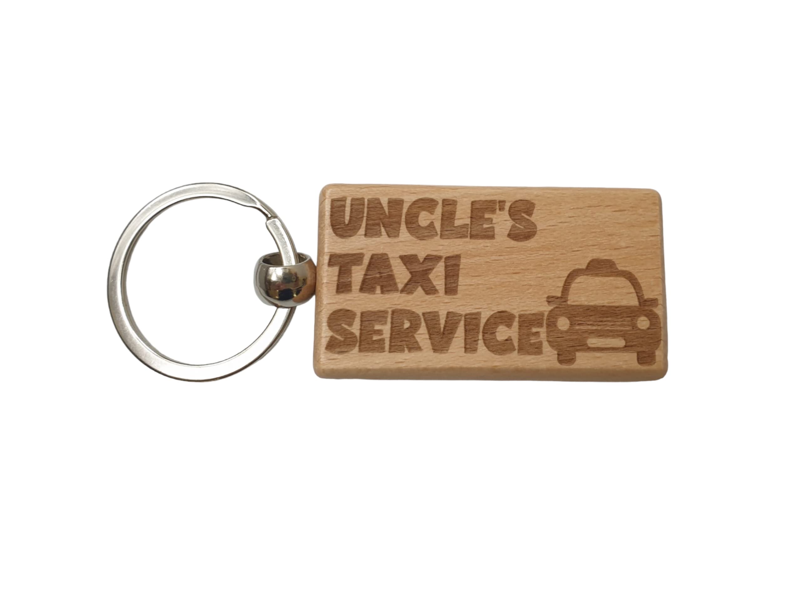 Decalarama Brown Uncle Keyring Gift - Uncle's Taxi Service - Cute Engraved Wooden Keyring Funny Novelty Nice Custom Present