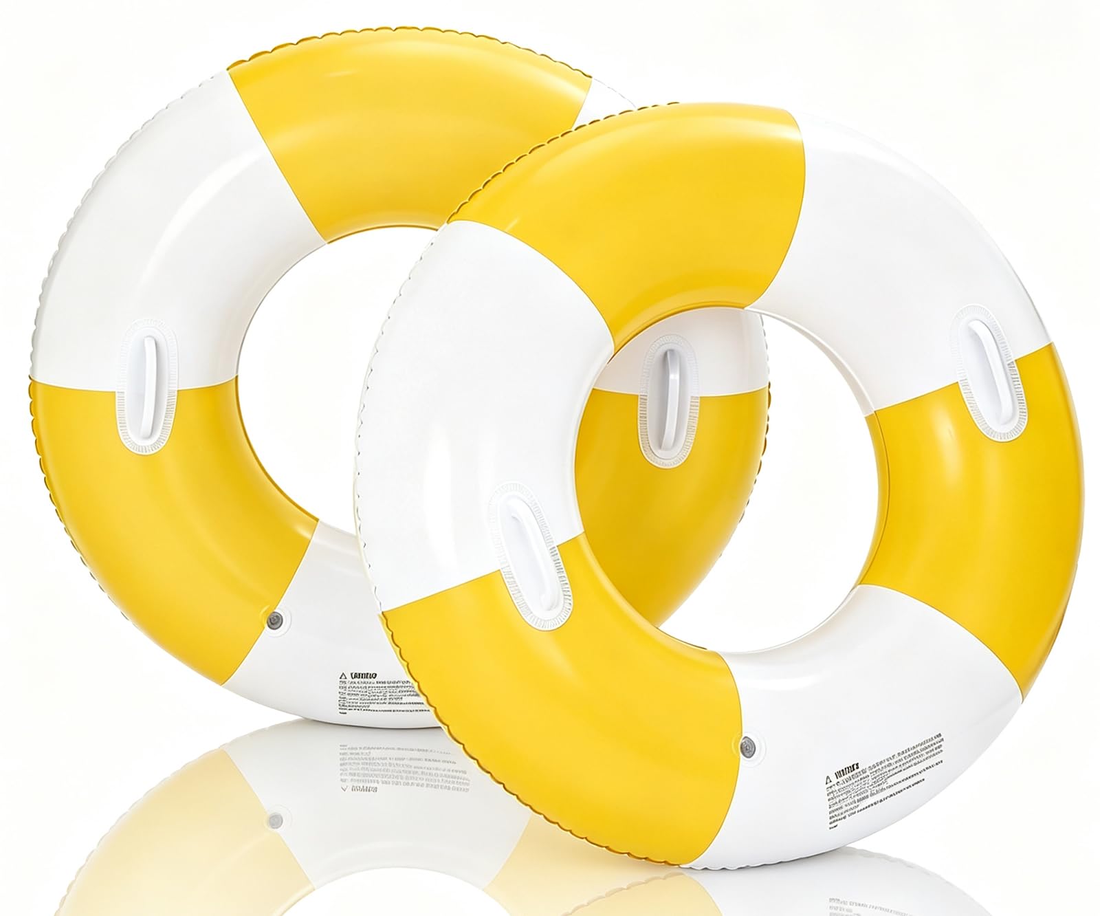 Photo 1 of 2PCS Inflatable Pool Floats for Adult-32.5 inch Large Pool Tubes with Handles Swim Ring Pool Floaties Inflatable Swimming Pool Raft Party Water Summer Beach Float Supplies (Yellow)