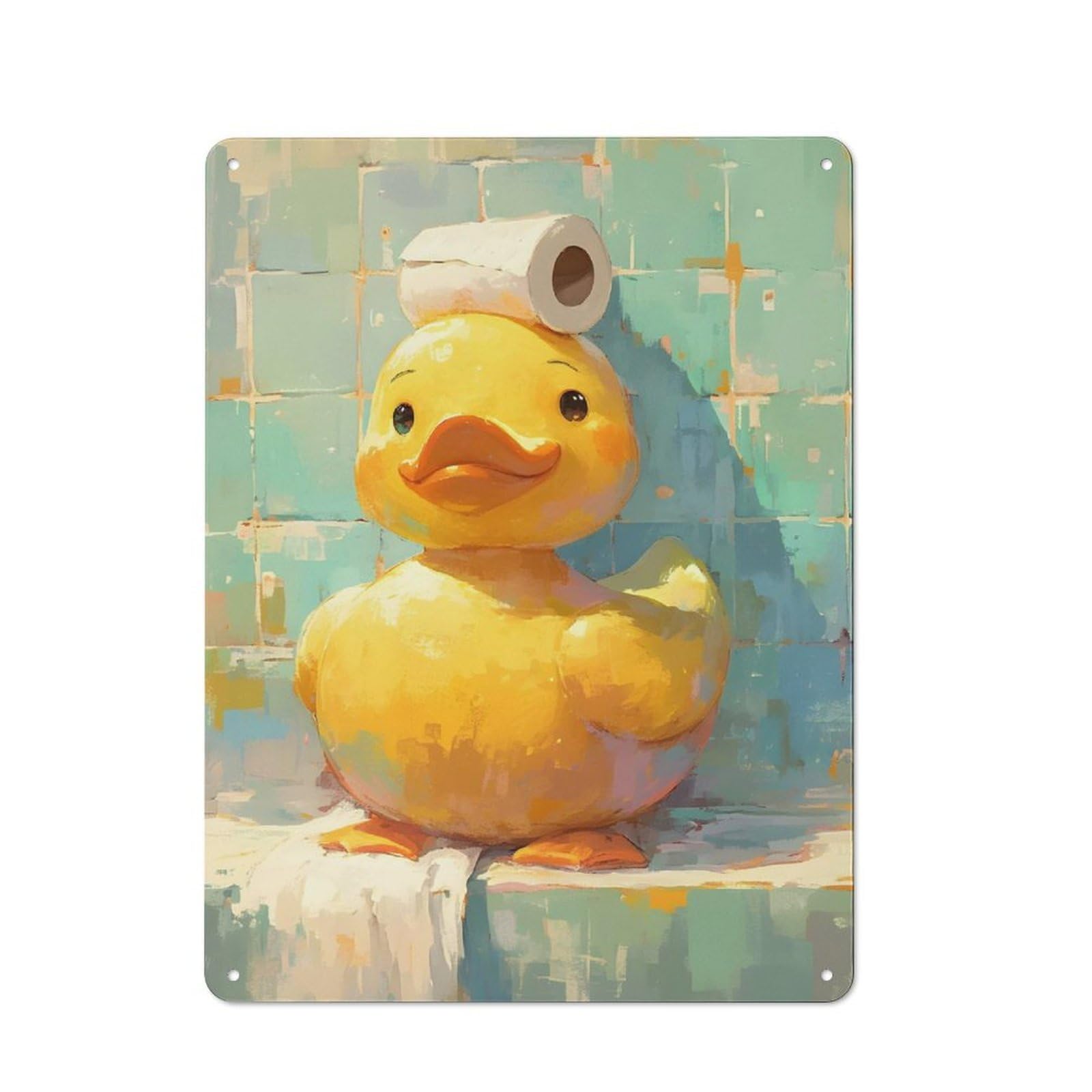 Junmoney Duck With Toilet Paper On Head Rustic Metal Plaque 40X30cm For Dining Room Or Kitchen, A Housewarming Gift For Dining Room Decor Fans
