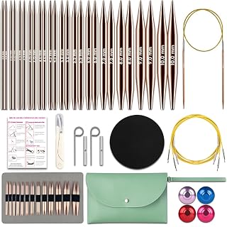 Lewhoo Circular Knitting Needles Set, 13 Pairs Interchangeable Aluminum Round Circular Needle for Knitting with Bag 3.0~10.mm - Amazon product rated Grade A