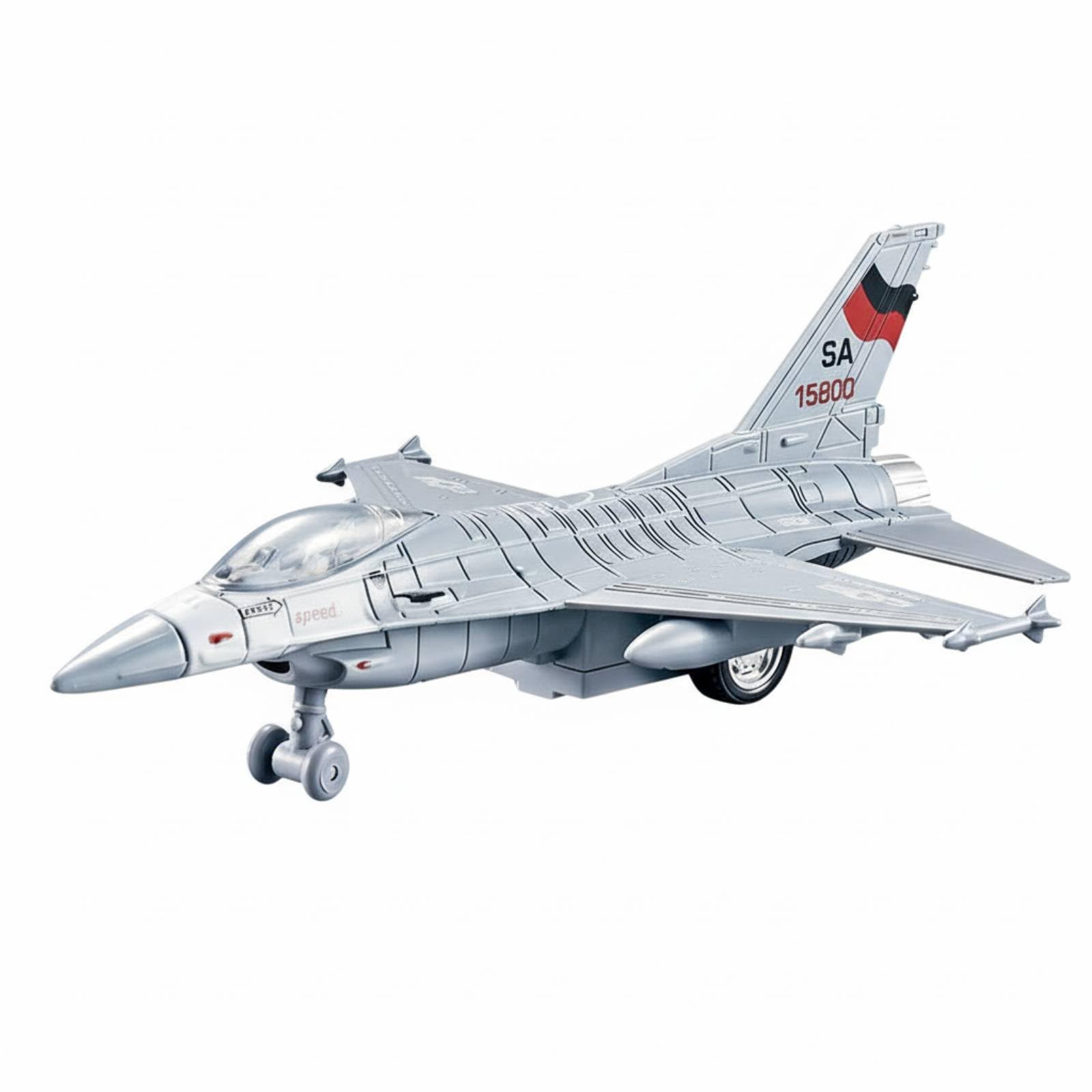 kowaku Alloy Fighter Back Action Jet Die-Cast Toy Classic American Fighter Sturdy Metal Body Suitable for Gift Giving Collector Display Children Play, F16