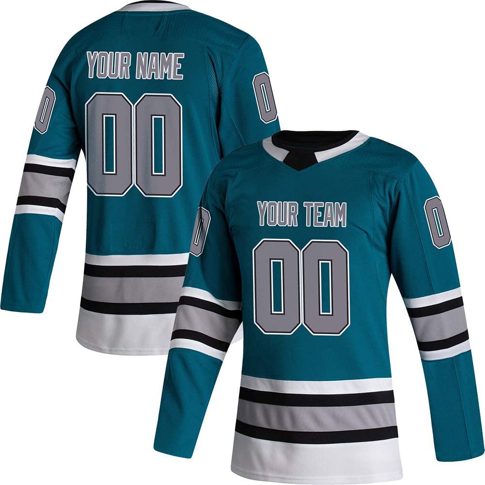 Custom Blue Hockey Jerseys for Men Women Youth Personalized Printed/Sewing Team Name Number S-5XL