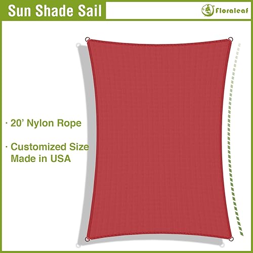 Miniatura 4 de FLORALEAF Toldo parasol rectangular de 10 x 10 pies, impermeable, con bloqueo UV, 260 GSM para patio al aire libre, césped, jardín, patio, color rojo