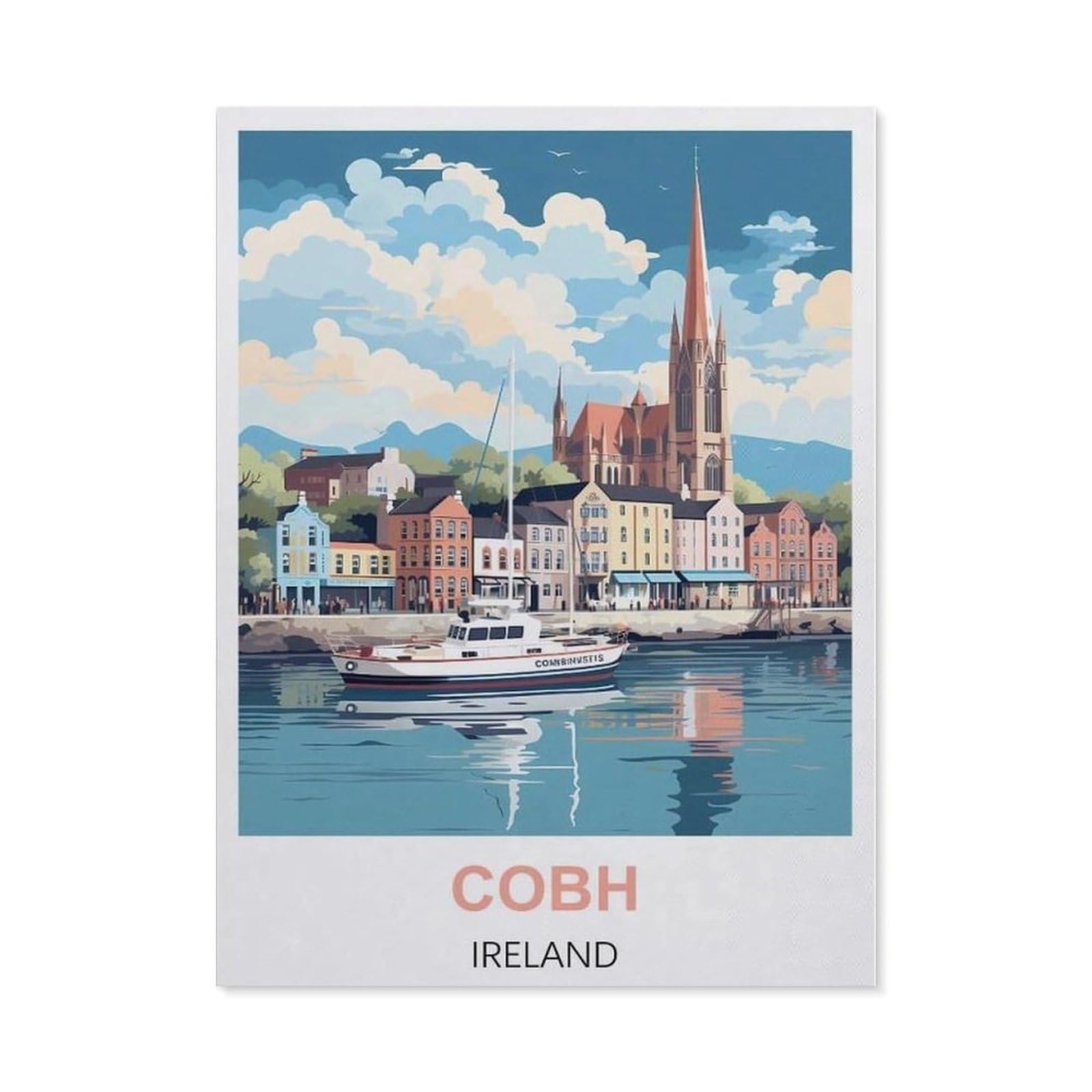 BEAYODKP 5D Diamond Painting Kits，Cobh Ireland,DIY Rhinestone Embroidery Set Paint with Diamond Art by Number Kits Cross Stitch Home Wall Craft Decoration（50 x 60 cm/19.68 x 23.62 inches）-CC6