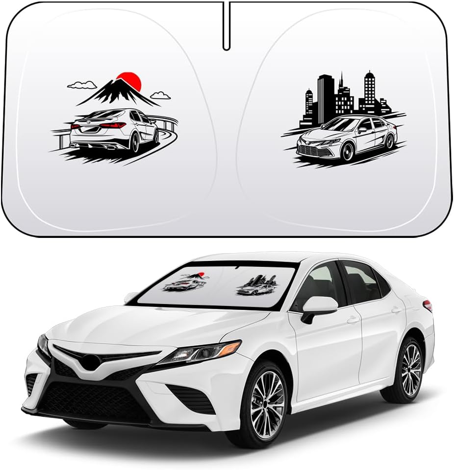 Front Windshield Sun Shade Custom Fit Compatible for Camry XV70 Hybrid XLE June 2017 - April 2024 Sunshade Foldable UV Ray Reflector Sun Visor Protector Accessories Shield Cover (for Camry XV70)