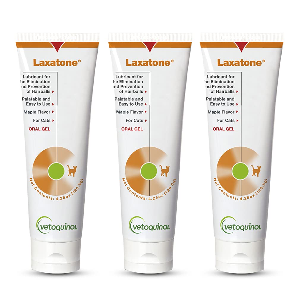 Vetoquinol Laxatone: Oral Hairball Lubricant Gel for Cats – Maple Flavored, 4.25oz 3 Pack