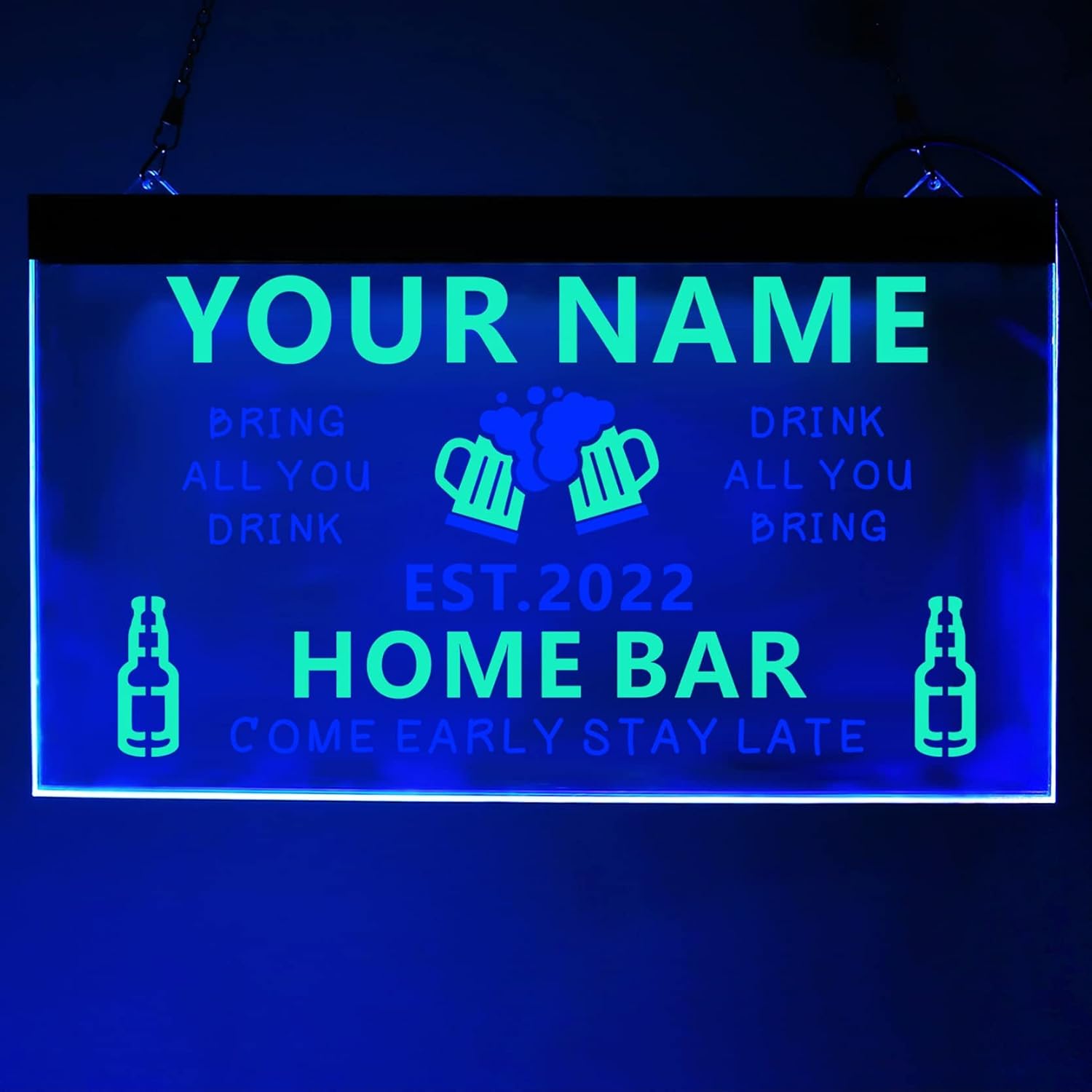 Custom Bar Signs for Home Bar, Neon Bar Sign, Bar Led Light Sign, Personalized Bar Sign, Home Bar Neon Sign, Bar Neon Sign Custom Multicolor, Blue & Green