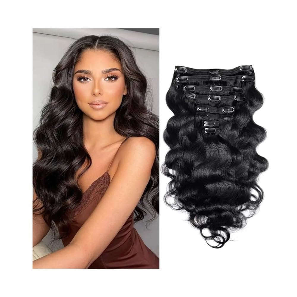 Nakładki na włosy dla kobiet Przedłużki do włosów Body Wave Clip In, 100% naturalne, dla kobiet, 8 szt., 120 g/zestaw #1B Messy Hair Bun Hairpiece(22inches)