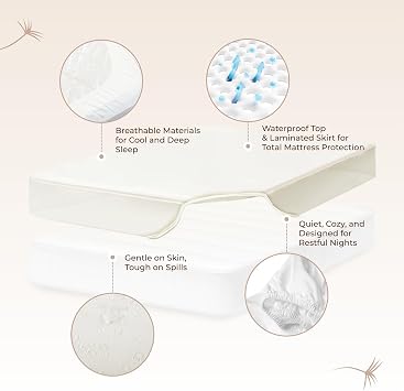 Organic Waterproof Mattress Protector Twin XL - 100% Waterproof Mattress Pad with Quiet & Breathable Triple Layer Protection - Fairtrade & GOTS Certified Durable Machine Washable Design (Twin XL)