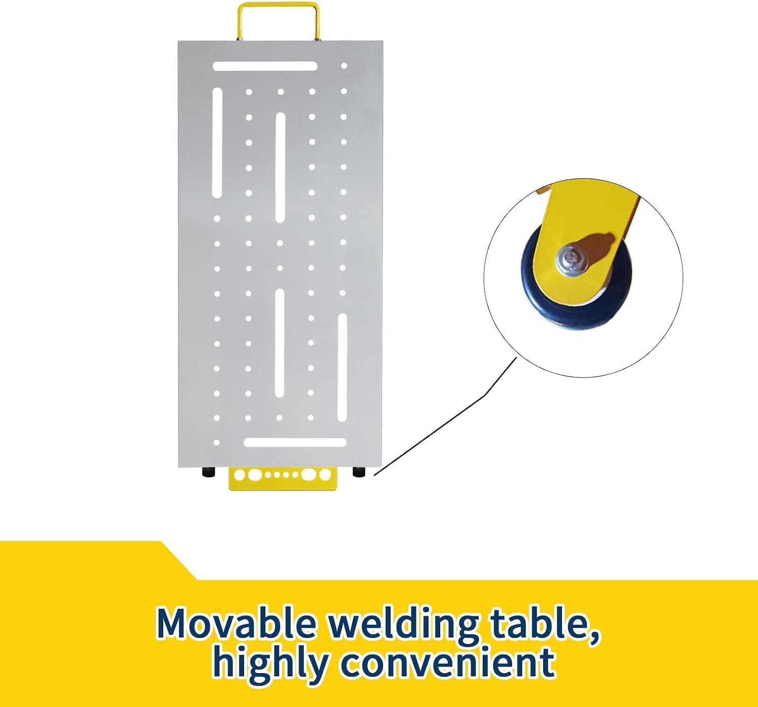 44"X21" Folding Welding Table, 500lb Capacity with Adjustable Height & 3 Angles, Portable Steel Workbench on Wheels for Shop, Garage, Workshop, Jobsite