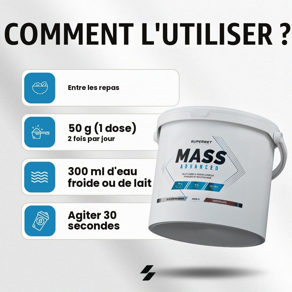 Superset Nutrition | Mass Advanced (4kg) | Gainers | Gainer grand format pour encore plus de masse ! - Chocolat