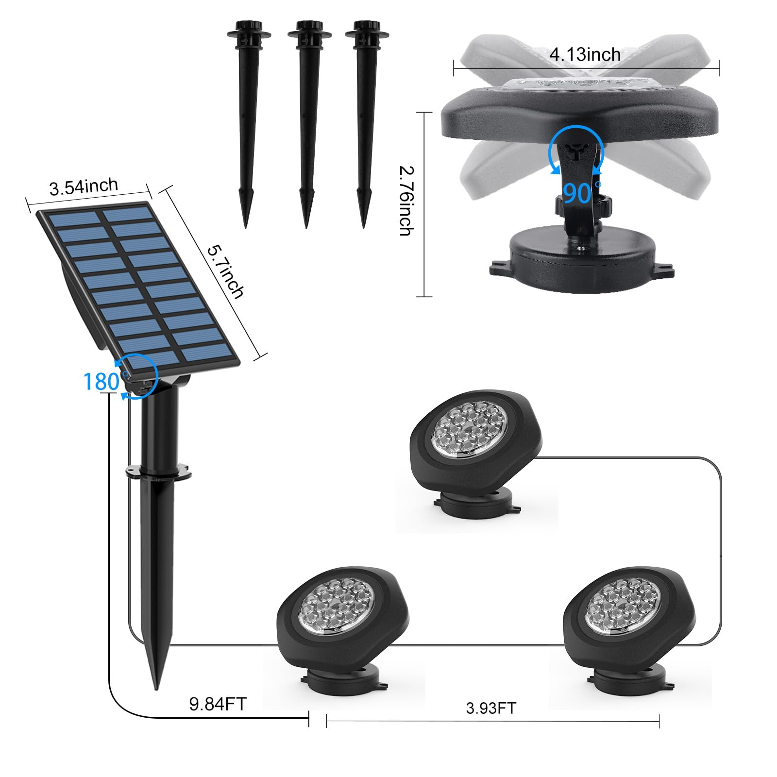 T-SUN Lampada Solare Dello Stagno, 18 LED Proiettori Solare, 3 in 1 RGB Faretto Solare Impermeabile, Illuminazione Solare Esterna per Piscina, Laghetto, Fontana, Prato, Giardino