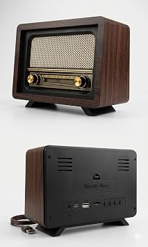 Retro Ahşap Görünümlü Bluetooth Hoparlör ve Şarj Edilebilir Nostaljik FM Radyo