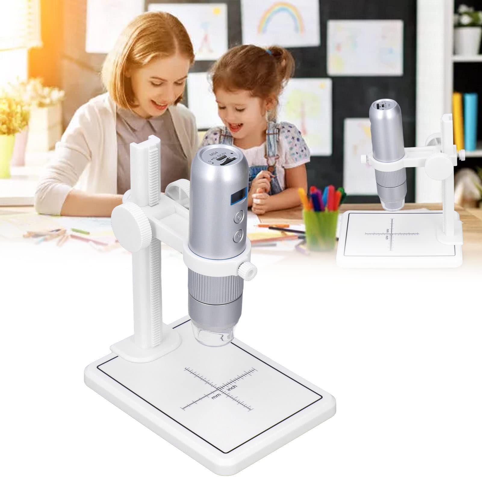 Cocoarm Elektronenmikroskop, ABS, WiFi, Computermikroskop, 50 X Bis 1000 X, 8 LEDs, Manueller Fokus, 1080P, Videomikroskop für die Inspektion von Leiterplatten, Münzen, Schmuck, Uhren, Kinderstudie