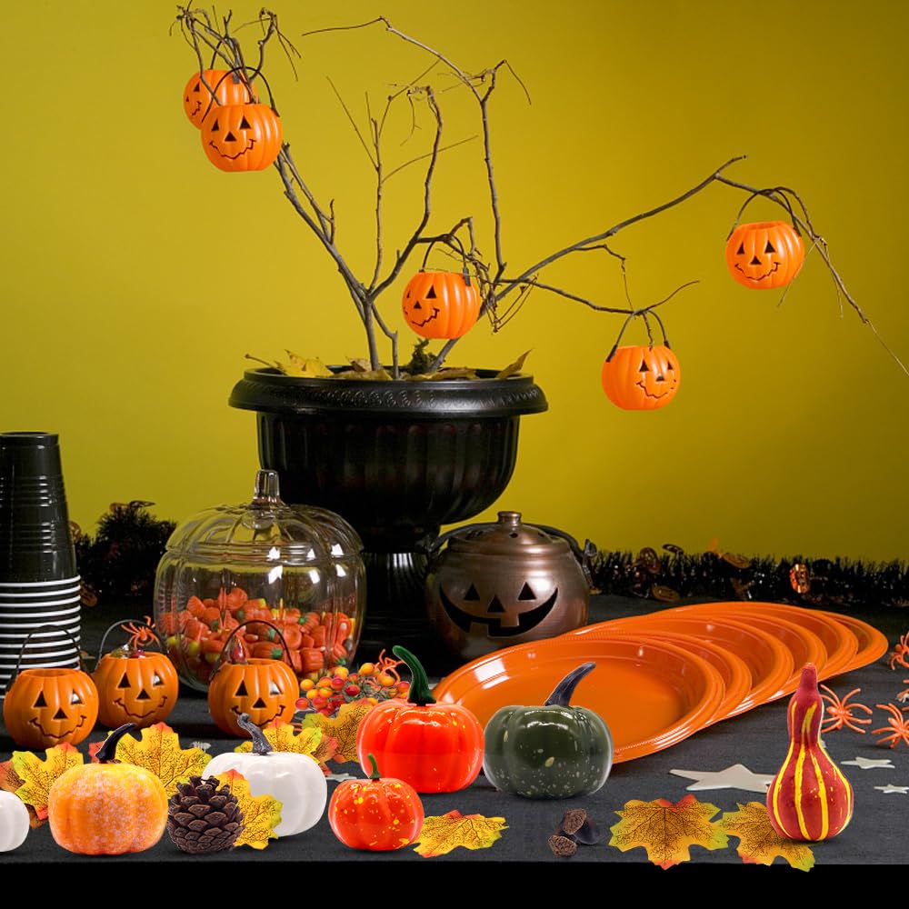 Kalolary 50 Pièces Thanksgiving Citrouilles Artificielles Ensemble De