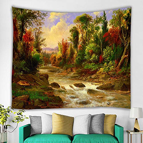 YYZCM Tapisserie Multicolore Tapisserie Murale Cascade pittoresque tentures murales, Tapis de Yoga Hippie/couvre-lits-S/95x73cm Cover