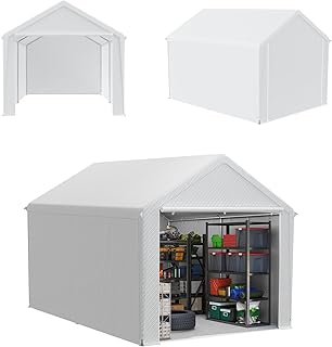 ACXIN Lagerzelt Gerätehaus Gerätezelt – Robuste Zeltgarage & Carport als Garagenzelt, wasserdichtes Aufbewahrungszelt mit Stahlrahmen und PE-Plane für Garten, Werkzeuge, Auto (Weiß, 3m x 4m)