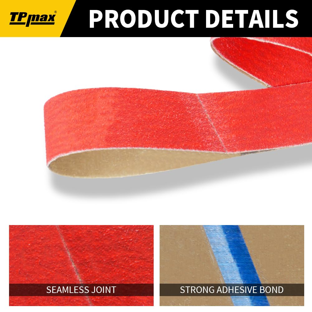 Bandas de lijado de cerámica de 2 x 72 pulgadas (grano 40/60/80/120) – Correas de afilado de lijadora de alto rendimiento para fabricación de cuchillos, metalurgia y carpintería