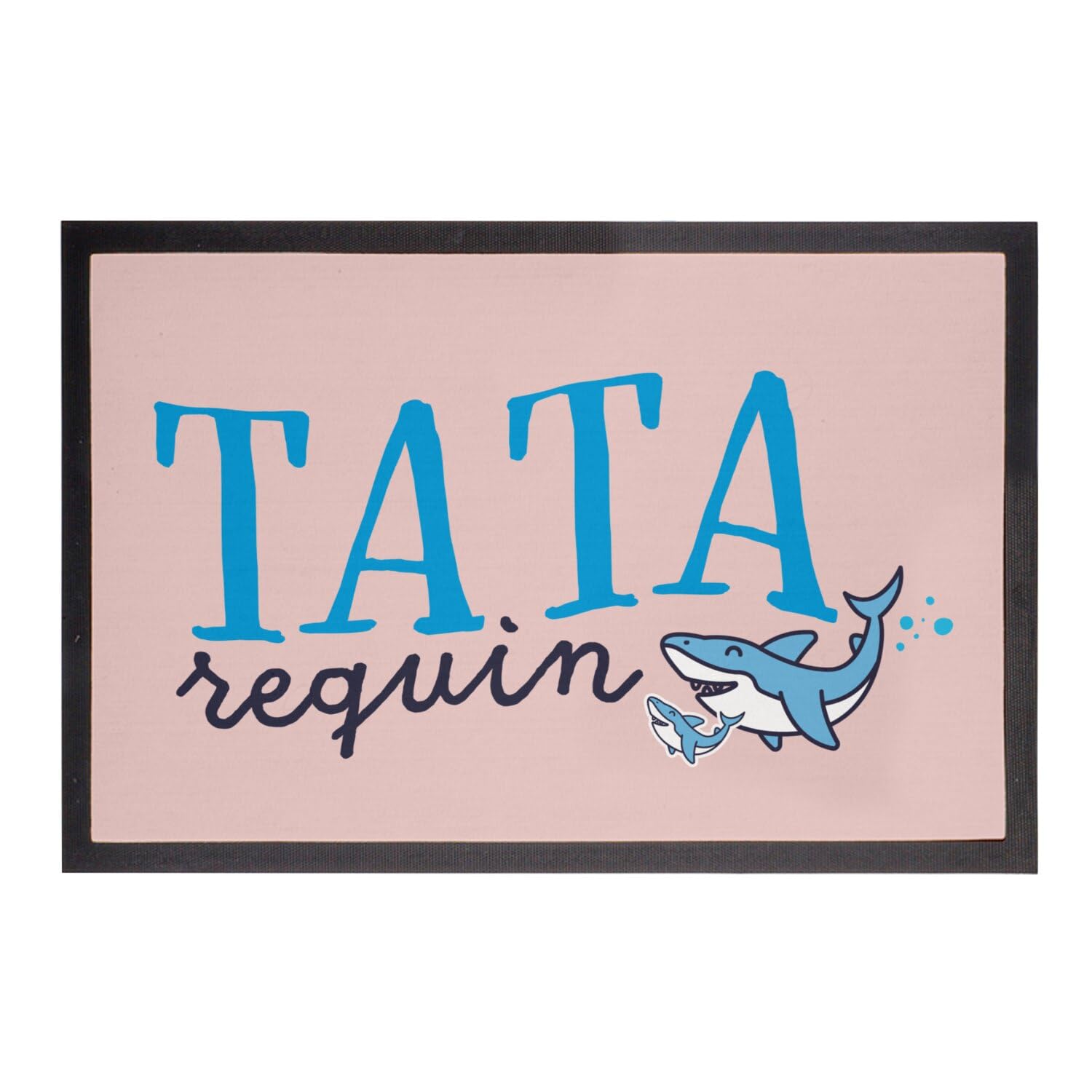 Paillasson rose évite saleté motif Tata Requin pour seuil porte