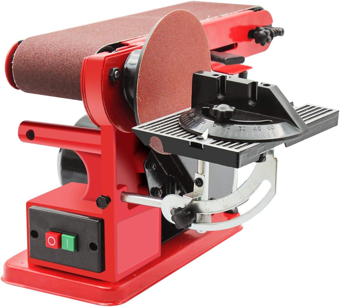 RUYIKA Electric Belt Sander Heavy Duty 90°Bench Grinder 2000 RPM Disc Sanding Grinding Machine with 4 Rubber Foot Pads