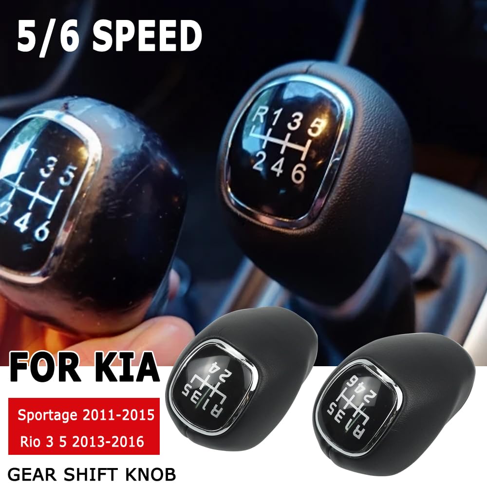 Pomo De Cambios De Cuero Para Kia Sportage, Venga, Rio (2016-2019) - Color Negro, Mejora El Agarre