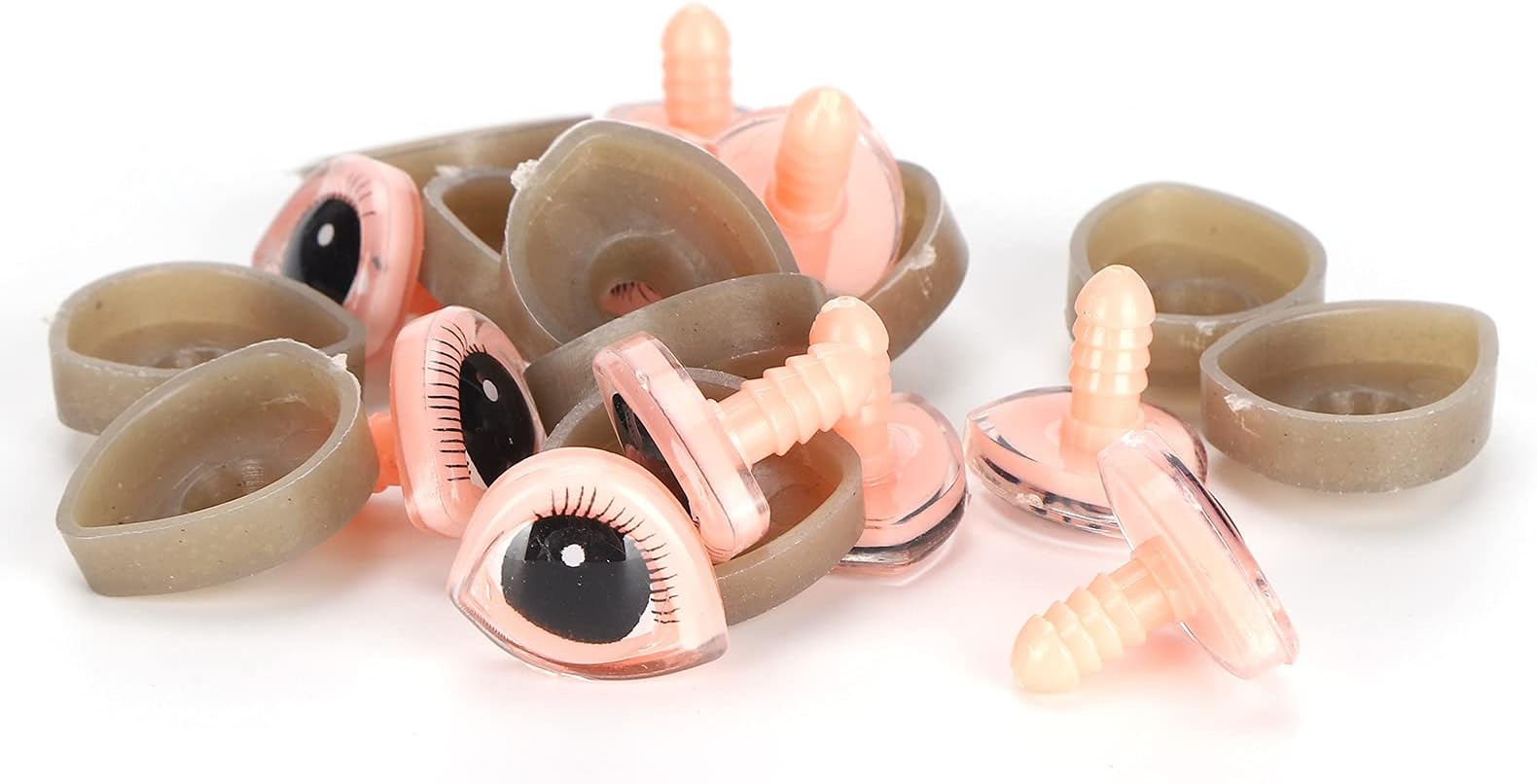 BORDSTRACTSafety Doll Eyes Plastic Triangular Eyeballs with 3-Dimensional Eyelashes 10 Set Cartoon Eyeball with Washers Amigurumi Stuffed Doll Plush Animal DIY Puppet Bear Making Supplies