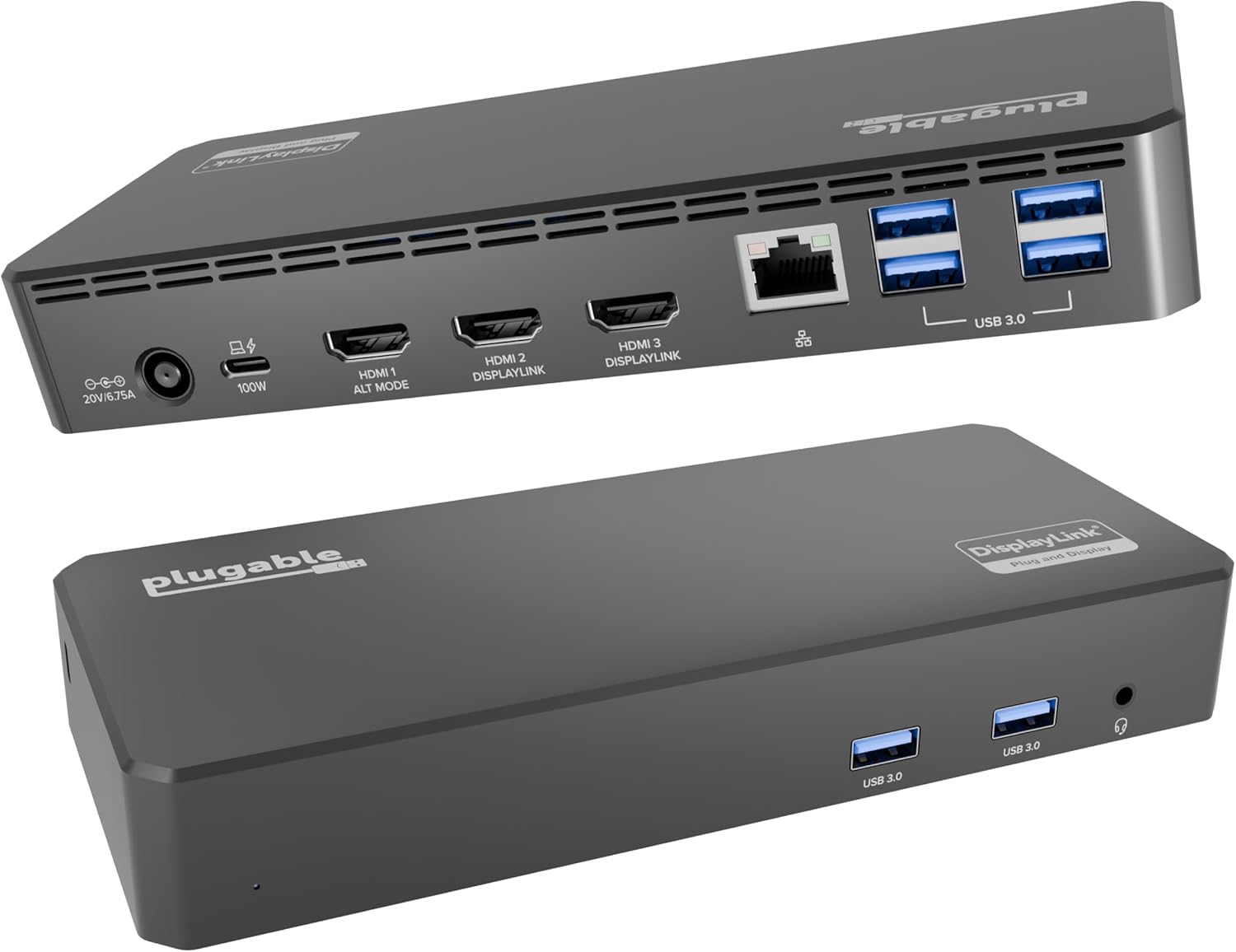 Plugable USB C Triple Display Docking Station | 100W PD