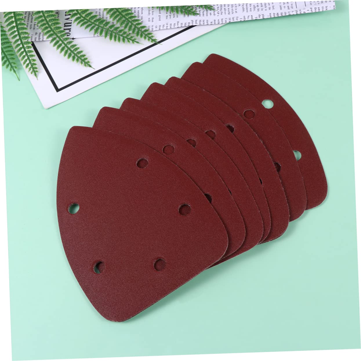 KICHOUSE 50pcs Triangle Back Sandpaper with Holes Flocking Polishing Sandpaper for Grits for Home and Professional Use