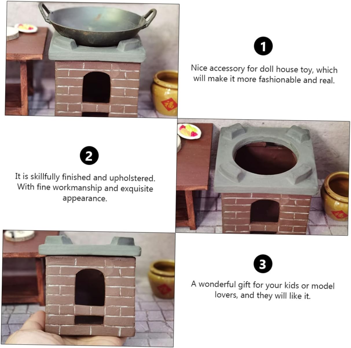 Happyyami Miniature Stove Ceramic Cooking Toy 3.74In Dollhouse Kitchen Stove Ornament Realistic Simulation Toy for Doll House Furniture Pretend Play