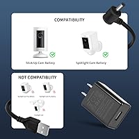 Vista 4 de Cables de carga de 30 pies para anillo resistente a la intemperie, cable de carga para interiores y exteriores con adaptador de corriente rápido