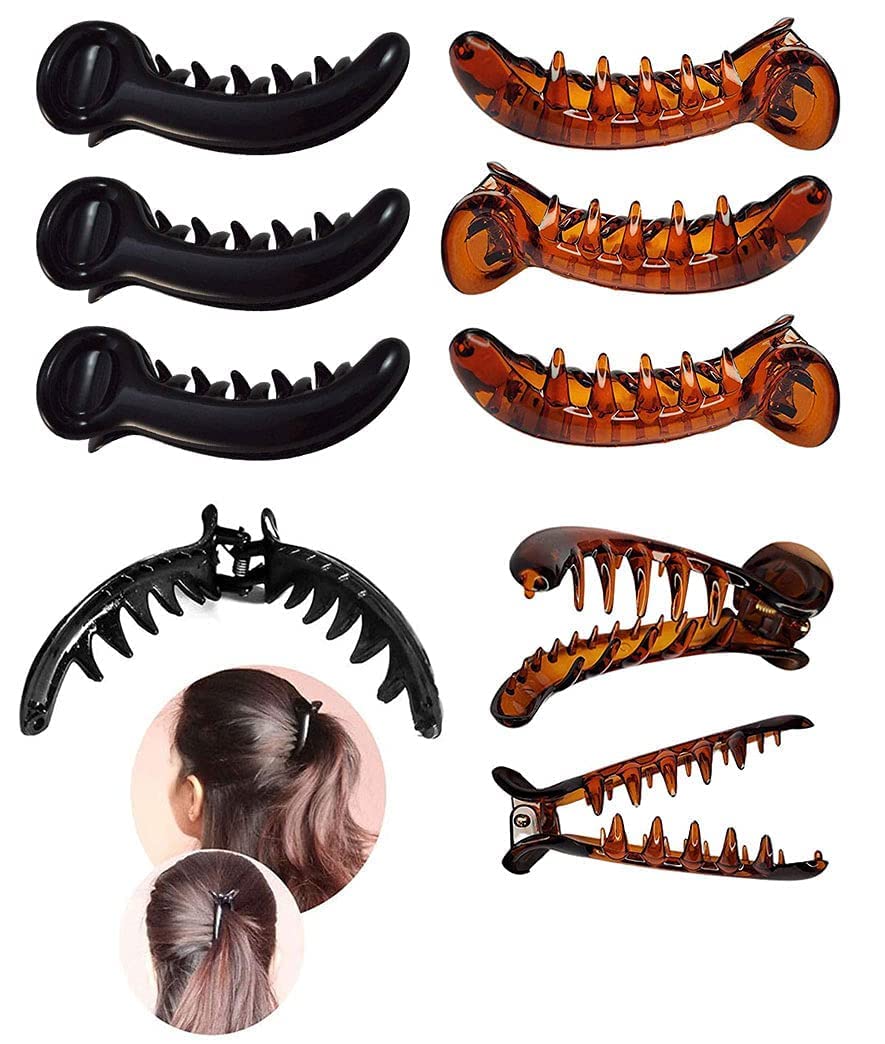 BLINE Banana Mirchi Shape Hair Clip for Women and Girls (Pack of 6, Multicolor)