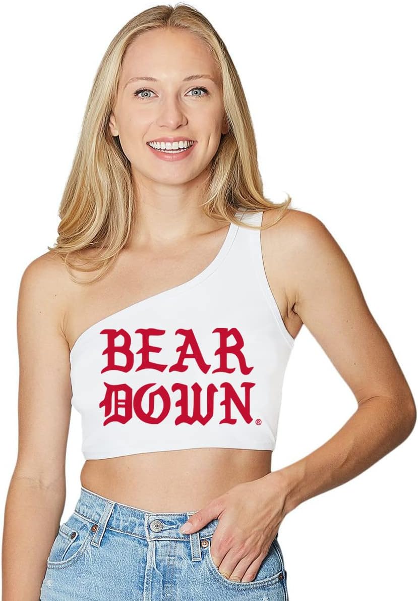 Lojobands Women's College Gameday Outfit One Shoulder Top Tailgate Crop Top One Size Fits Most