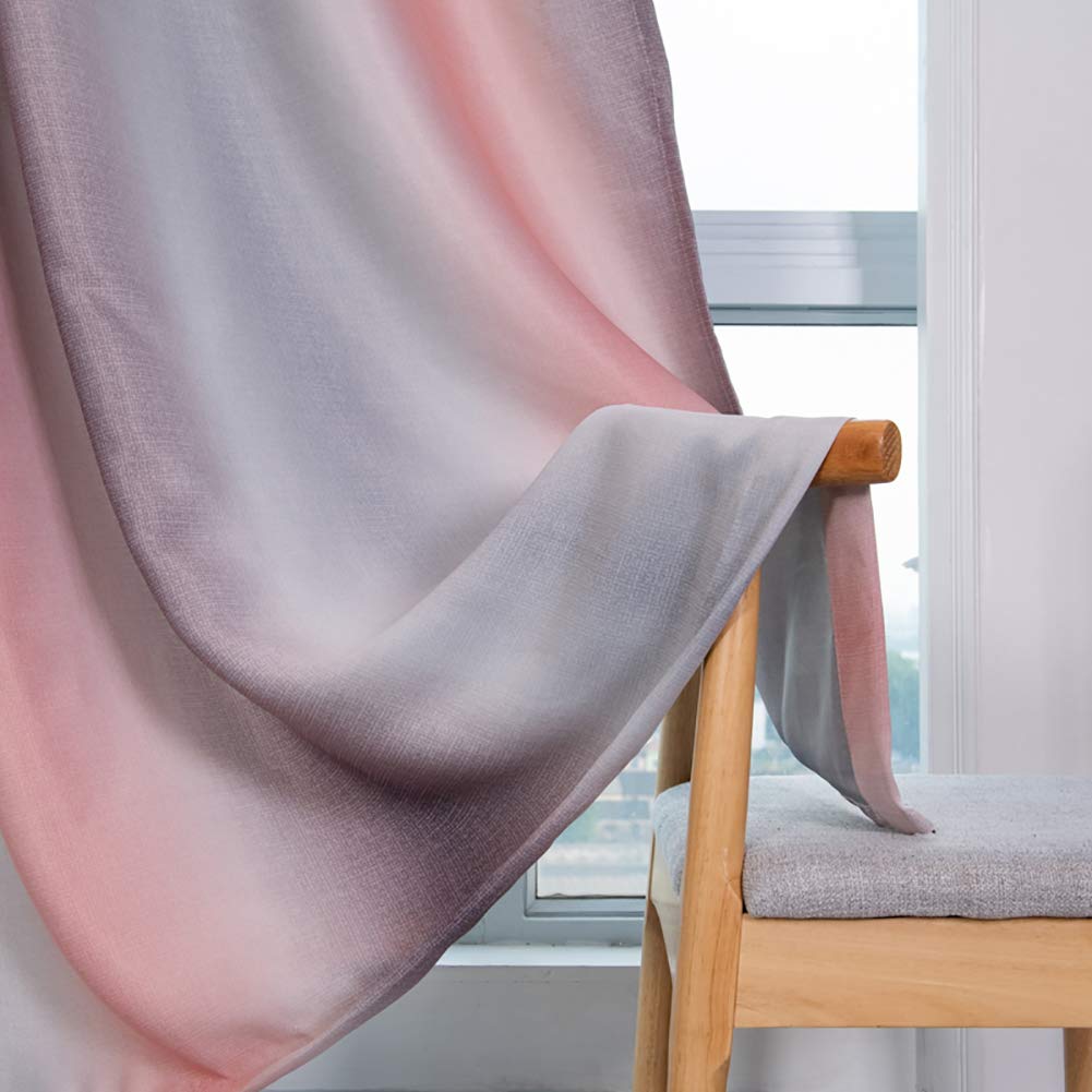 Boyouth Różowy szary gradient kolor pionowe paski nadruk zasłony zaciemniające, przelotki górne zasłony i zasłony do sypialni, salonu, 90 na 98 cm, 2 panele