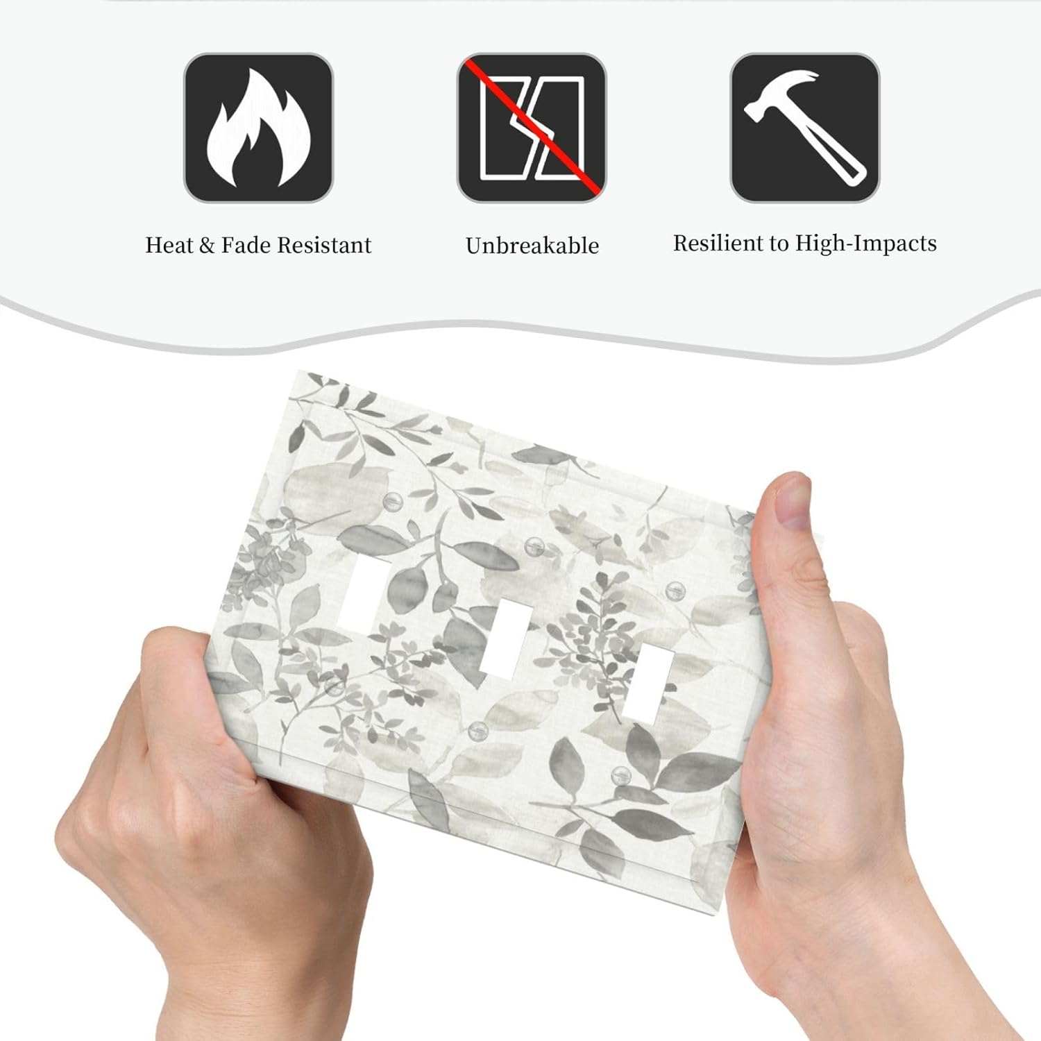 Decorative Light Switch Plate Covers Beige Gray Sage Leaves Olive Leaf 3 Gang Light Switch Cover Plate Triple Toggle Wall Plate Outlet Covers Faceplate for Bedroom Home Decor