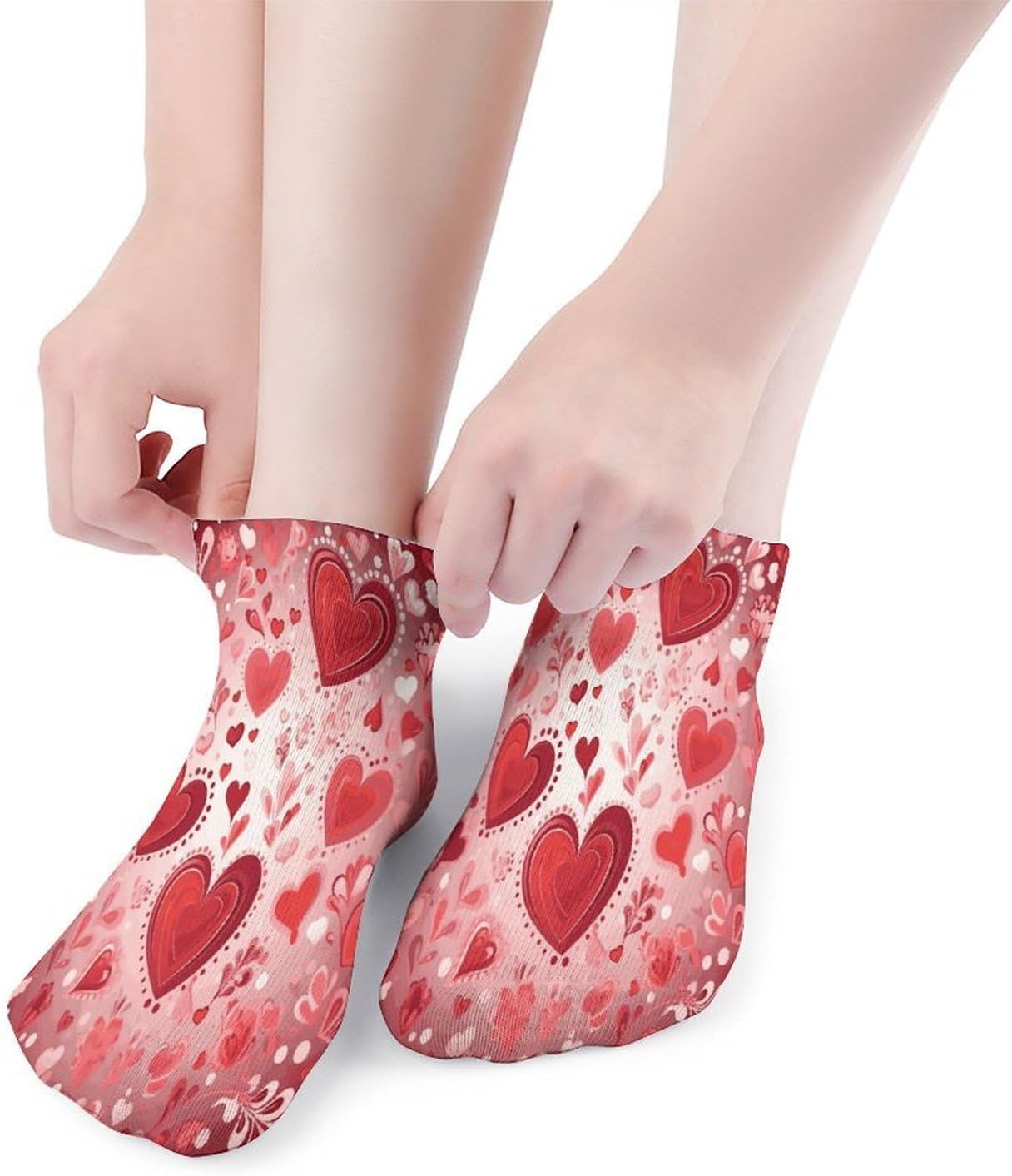 Valentine Pattern Ankle Sock,Cushioned Crew Socks Low Cut Compression Running Sock with Ankle Support for Men Women(5 Pairs)