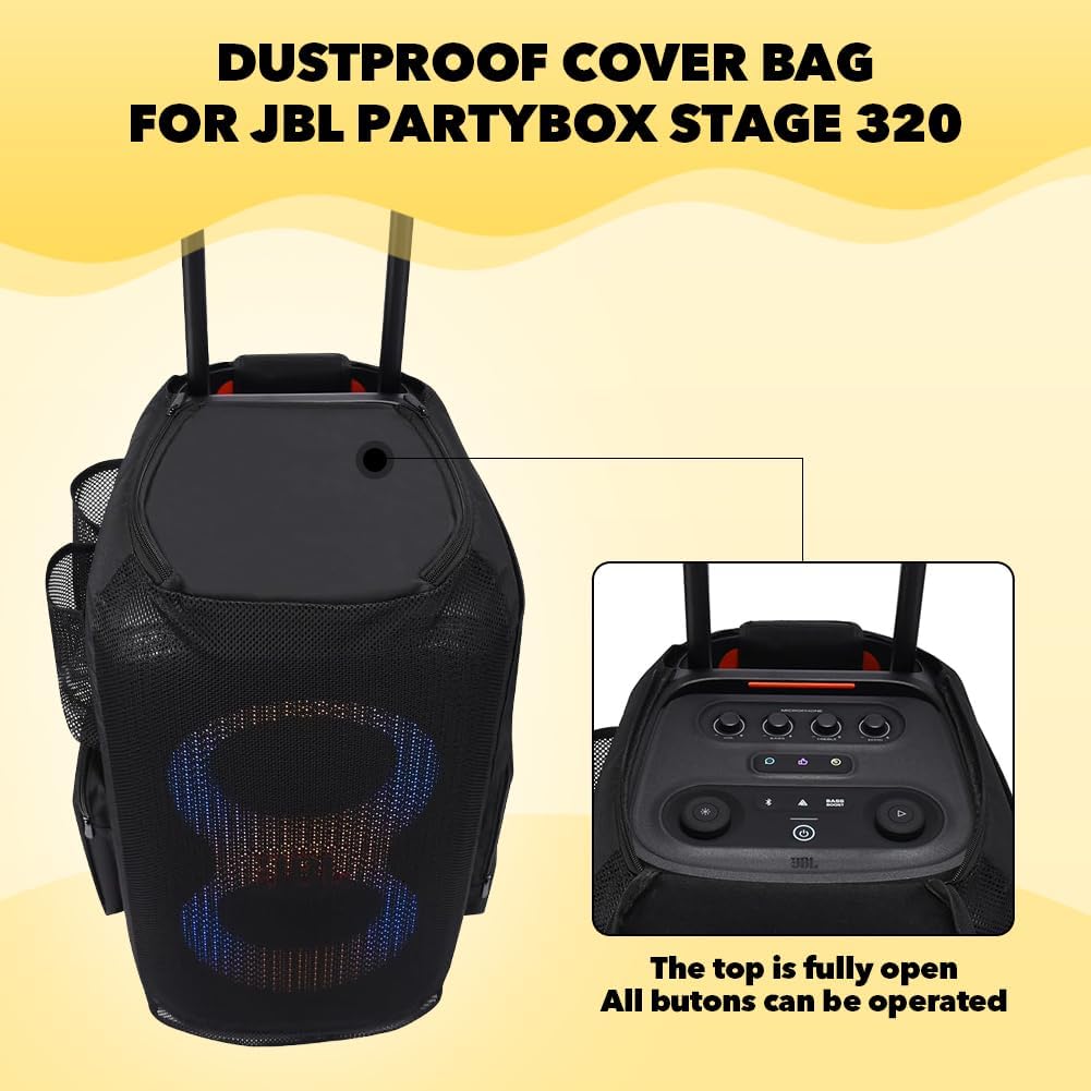 Multifunctional Protective Case for JBL PartyBox Stage 320 Portable Party Speaker - Outdoor Travel Dust Cover Bag Black - Image 6