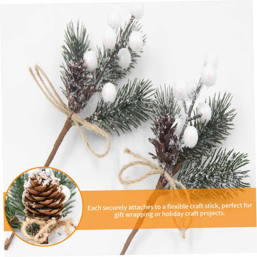 Sztuczna girlanda z gałęzi, Sztuczne jagody świąteczne, szyszki, gałązki ostrokrzewu, białe, 20-22 cm, 8 szt