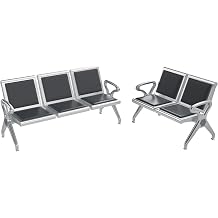 5 Seat PU Leather Waiting Room Chairs - Waiting Room Bench with Arms Airport Reception Bench, Lobby Seating Office Chairs Waiting Area Chairs for Airport Business Hospital Market Black