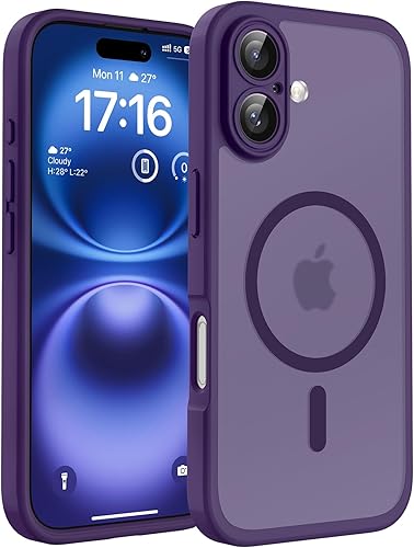 Miniatura 64 de TOCOL Funda magnética para iPhone 15, protección completa mejorada de la cámara, compatible con Magsafe, protección contra caídas, translúcida mate,