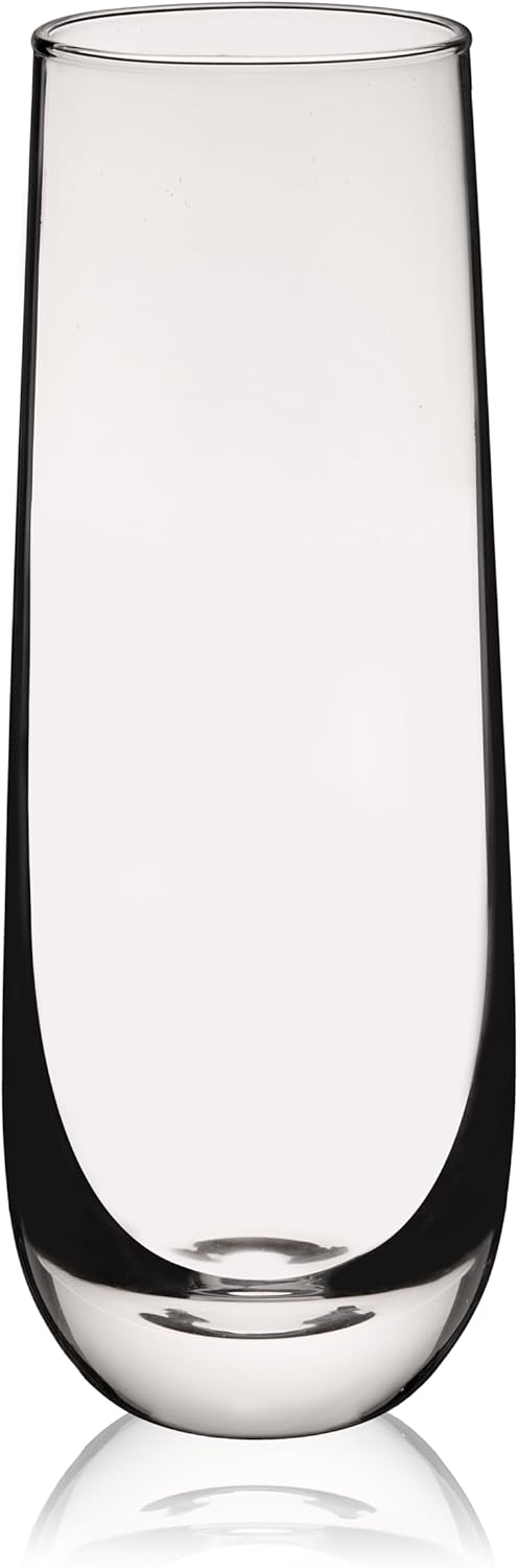 True Stemless Champagne Flutes, Crystal Clear Sparkling Wine Glasses for Prosecco, Sparkling Cocktails, Mocktails, Elegant Glassware for Wedding Gifts, Dinner Parties, 9 oz, Set of 8 - Image 6