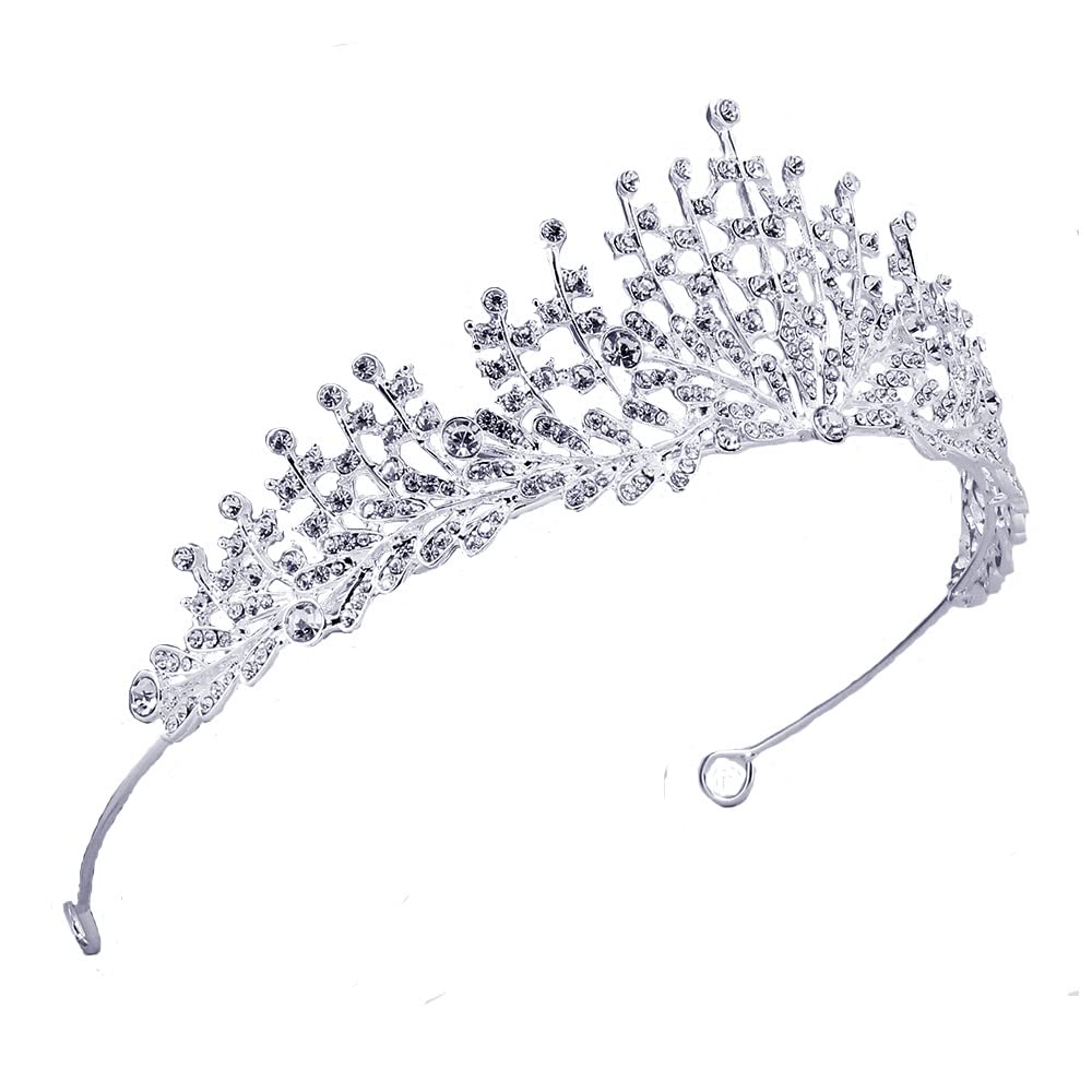 Corona Tiara, Corona Principessa, Cerchietto Sposa, Capelli Corona Fascia, per Ragazze e Donne, Matrimonio, Corona Nuziale, Balli, Spettacoli, Principesse, Feste di compleanno, Natale (argento)