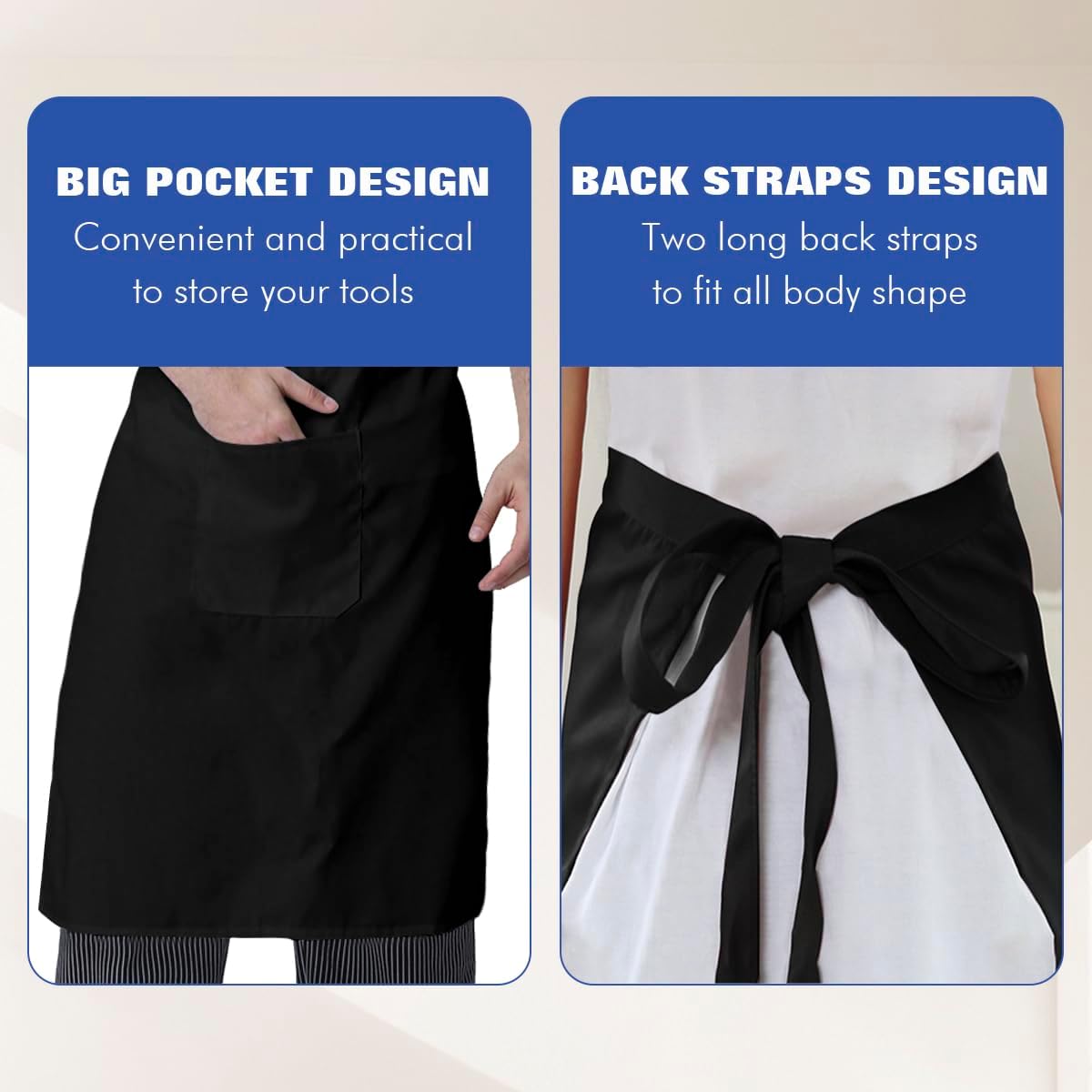Personalized Custom Apron Workwear Fabric For Men Women Kitchen Cooking Aprons with Pockets Name Text Logo Picture - Image 3