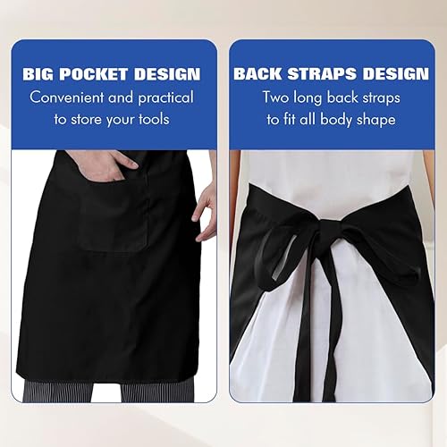 Miniatura 3 de Delantal personalizado personalizado Ropa de trabajo tela para hombres mujeres cocina delantales con bolsillos nombre texto logotipo imagen